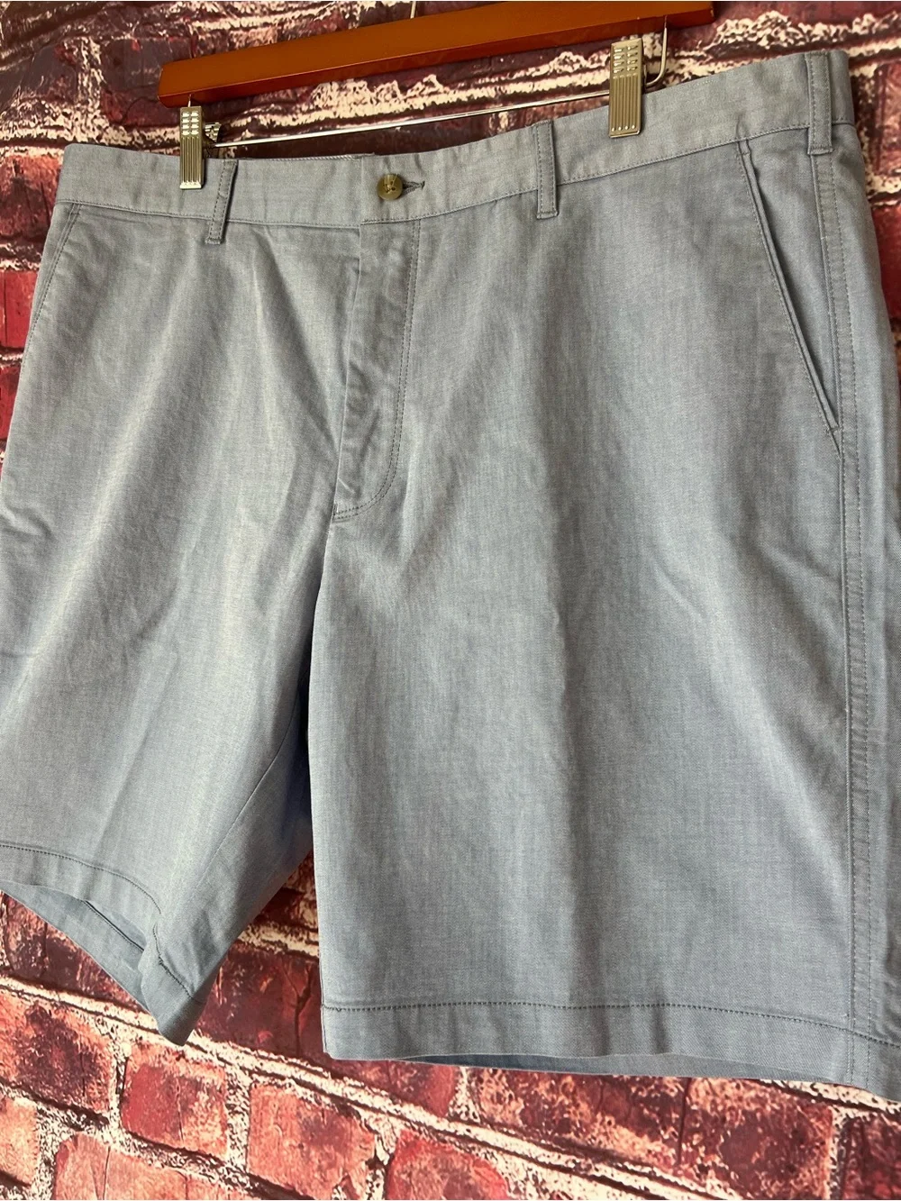 Peter Millar Mens Flat Front Chino Performance Golf Shorts Light Blue 38